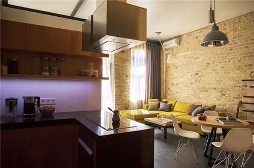 loft小户型装修案例效果图 彩色墙砖打造创意温馨家