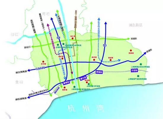 规划南港线线路起终点分别为奉城和亭林,预留延伸*枫泾,要沿亭枫