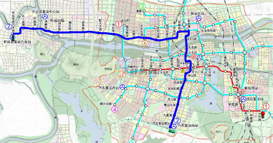 蚌埠轨道交通规划线路图(点击图片可放大) 宝业·学府绿苑坐享城南